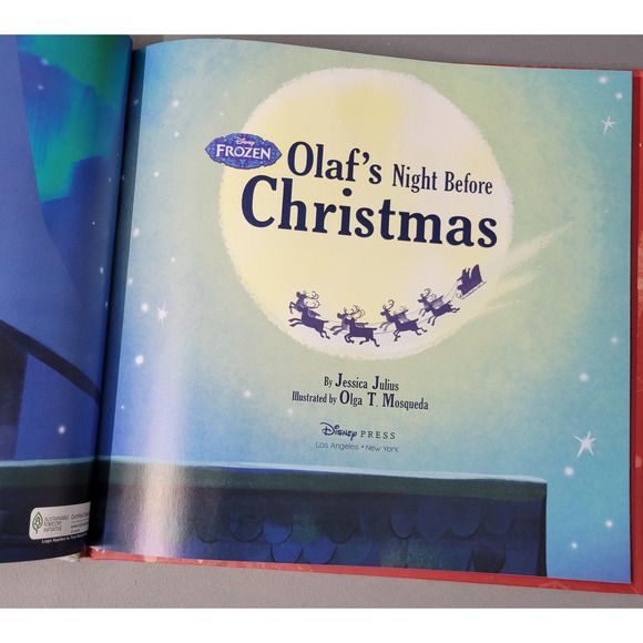 Disney Frozen Olaf's Night Before Christmas Hardcover Book & CD 2015 - Picture 4 of 14
